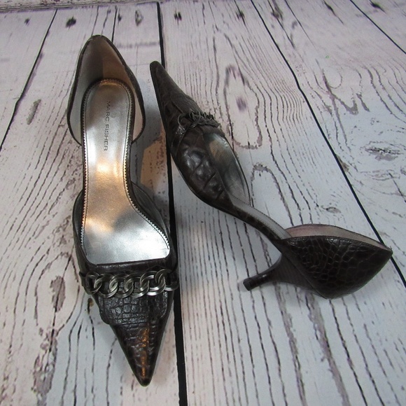 Marc Fisher Genna D'Orsay alligator print pumps - Picture 1 of 8